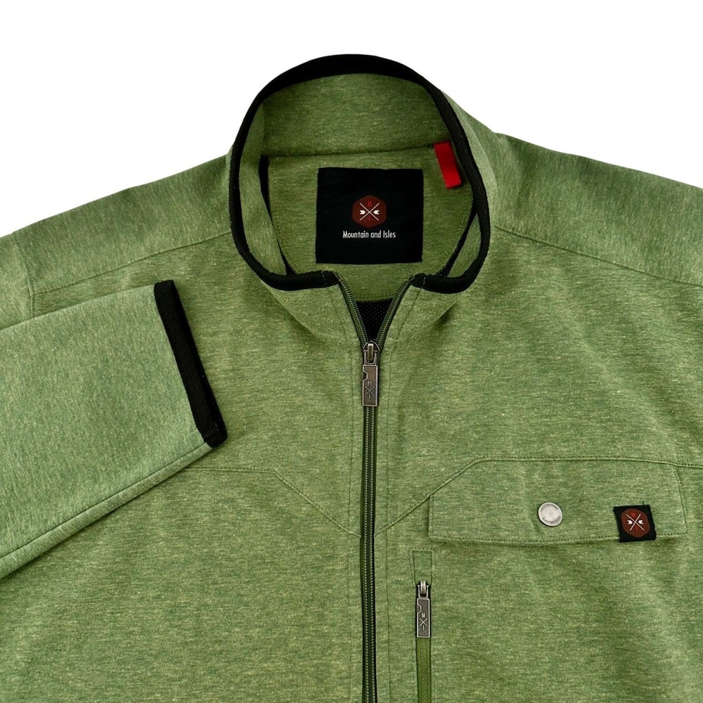 Mountain and Isles Mens XL Full Zip Jacket Heather Green Mock Neck Utility Coat